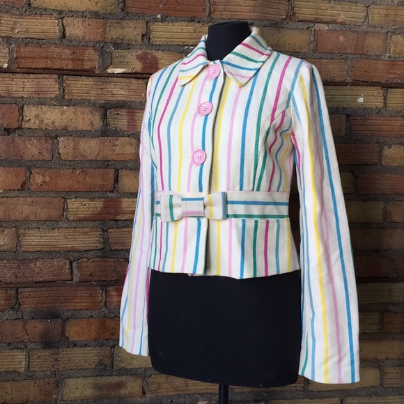 || FORNARINA || striped bow accent blazer jacket - Picture 1 of 8